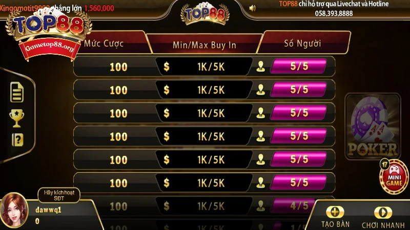 Thông tin chung về Poker Top88